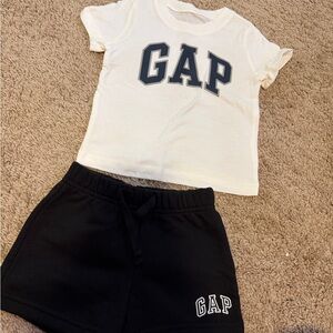 GAP baby  White T-Shirt and Black Shorts Set